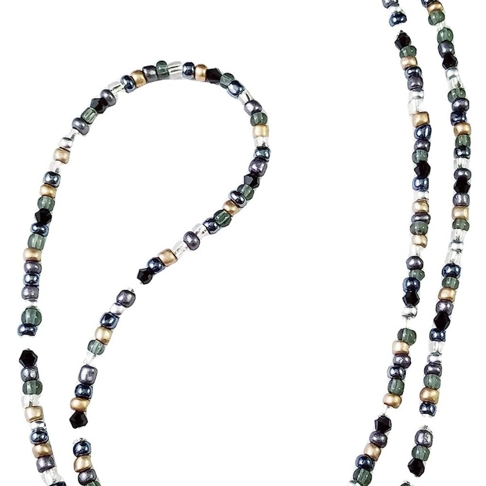 Grey Black and Tan Multi, Handmade Beaded Eyeglass Sunglass Chain Holder - Picture 3 of 5